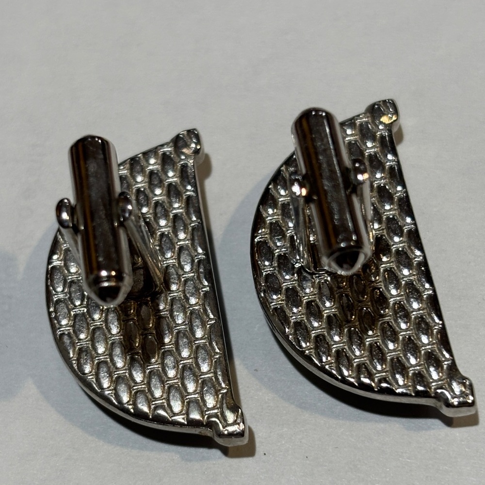 Vintage Speidel Mid Century Green Stone Cufflinks Formal Jewelry Silver-Tone - Picture 3 of 5